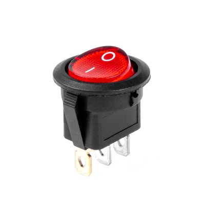 Rund kontakt med rød lys 12/24V max 20A ON/OFF