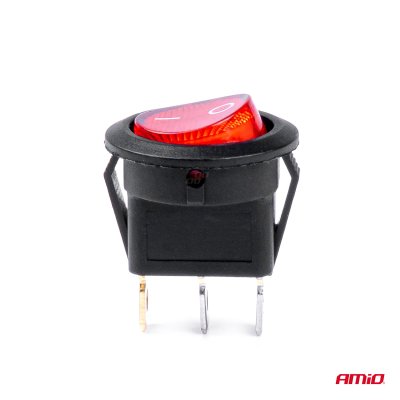 Rund kontakt med rød lys 12/24V max 20A ON/OFF