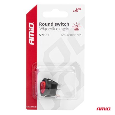 Rund kontakt med rød lys 12/24V max 20A ON/OFF