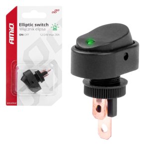 Elliptisk kontakt med grøn lys 12/24V maks 30A ON/OFF