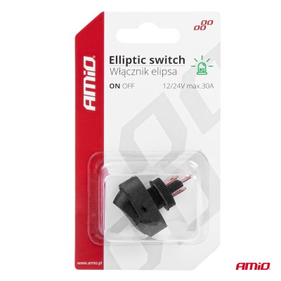 Elliptisk kontakt med grøn lys 12/24V maks 30A ON/OFF