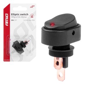 Elliptisk kontakt med rødt lys 12/24V max30A
