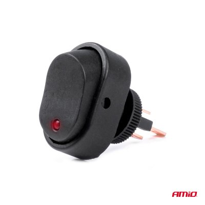 Elliptisk kontakt med rødt lys 12/24V max30A