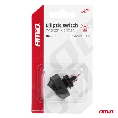 Elliptisk kontakt med rødt lys 12/24V max30A