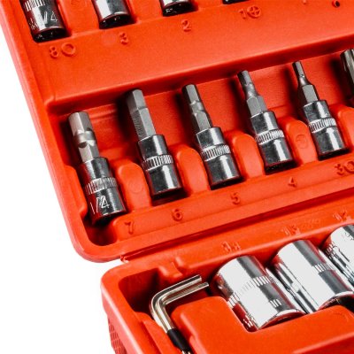 1/4 Skruenøgle socket reparationsværktøj sæt kasse 46 stk