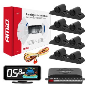 Parkeringsassistent system LED-GRAF 3D 8 sensor sort LASTBIL 19mm