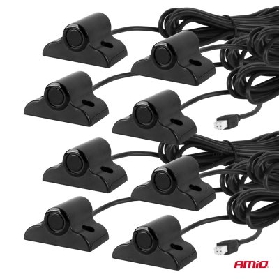 Parkeringsassistent system LED-GRAF 3D 8 sensor sort LASTBIL 19mm