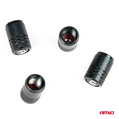 Aluminium Sort Ventil AMiO låg 4 stk