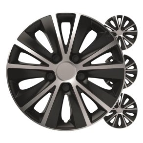 Bil hubcap 4 stk sæt Rapide sort & sølv 15