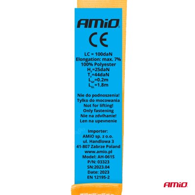 Automatisk ratchet spænde 100/200 kg 18 mm 2 m S-TYPE AMIO-03323