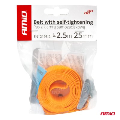 Bælte med selvstrammende spænde 2,5 m x 25 mm AMIO-03291