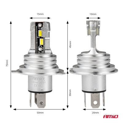 LED Forlygter H-mini Serie H4/H19 AMiO-03331