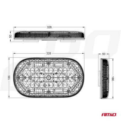 Høj intensitet MAGNETISK montering MINI LYSBARR WLB78 293x171mm R65 R10 48LED 12/24V IP56