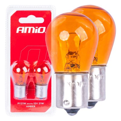 Halogenpærer PY21W BAU15S 12V AMBER 2 stk. blister