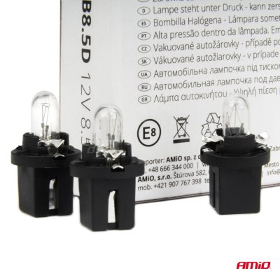 Halogenpærer T5 B8.5D 12V 8.5W BAX1.2W hvide 10stk