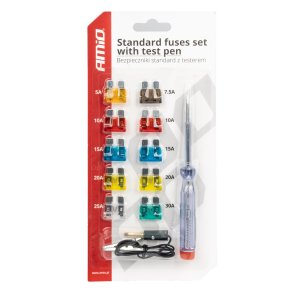 Standard bilsikringer sæt med testpen AMIO-03523