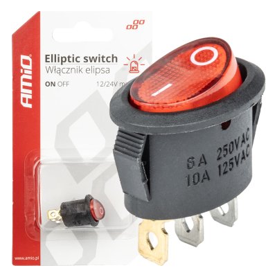 Elliptisk kontakt 12V/230V (med rødt lys) BU02