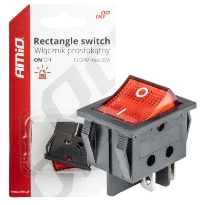 Rektangulær kontakt 12V/230V (med rødt lys) BU02