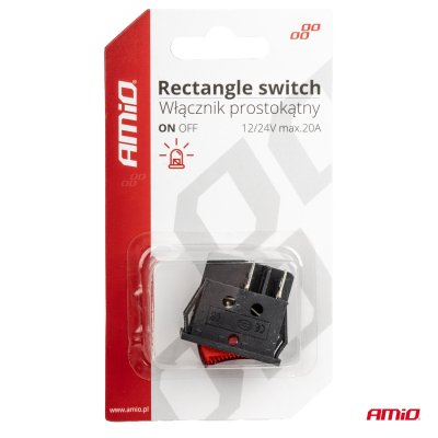 Rektangulær kontakt 12V/230V (med rødt lys) BU02