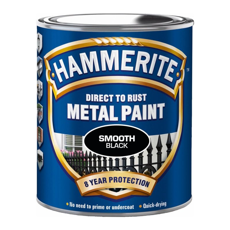 Hammerrite glat sort 250 ml.