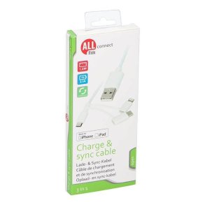 Ladekabel til USB lightnin/mikr/C Alr